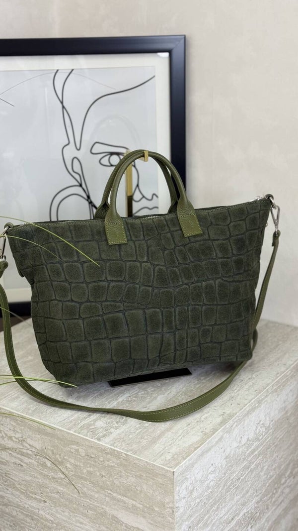 Torebka LAURA BIAGGI zamsz TS112-61 CROCO ZIELONA
