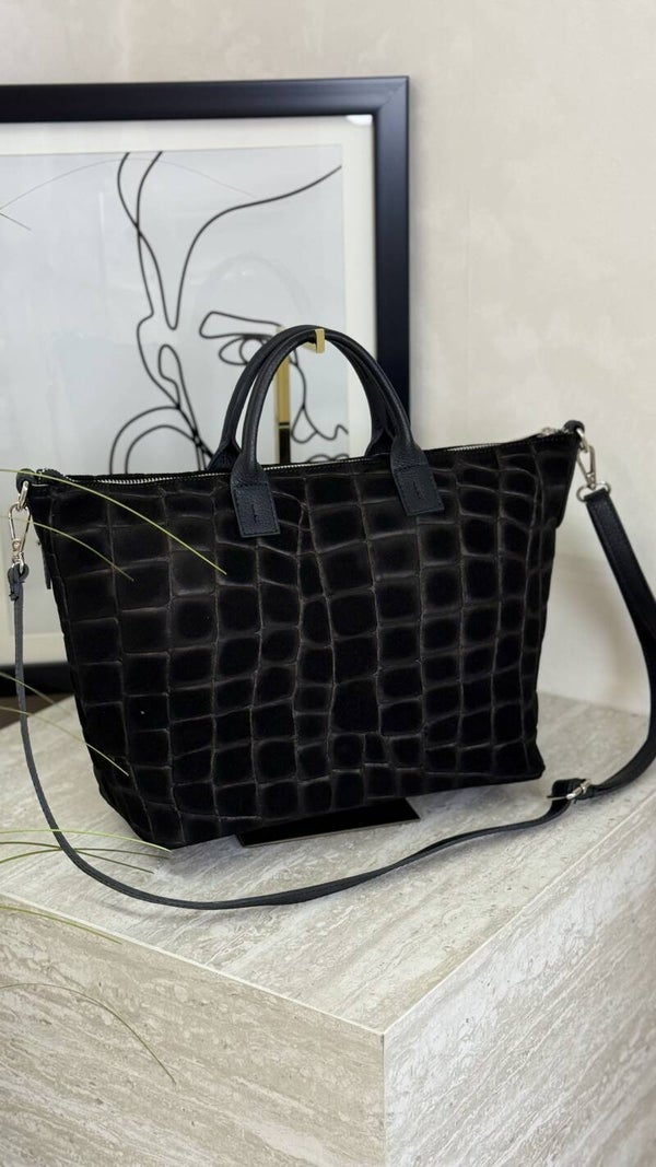 Torebka LAURA BIAGGI zamsz TS112-61 CROCO CZARNA