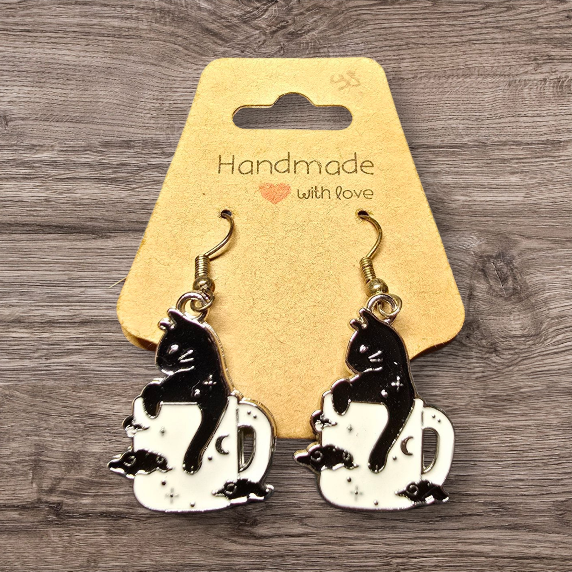 Boucles d'oreilles Chat dans une tasse