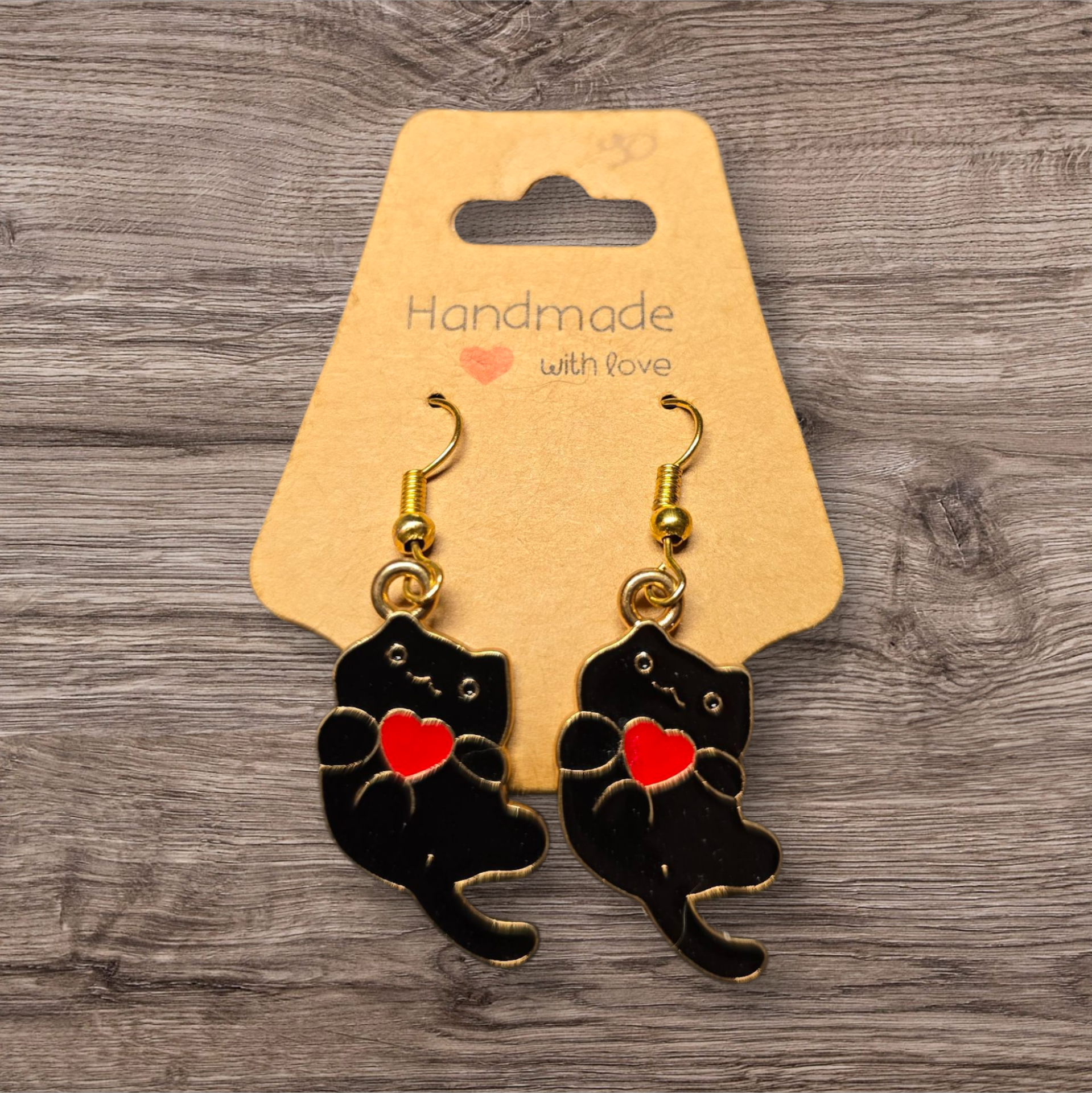 Boucles d'oreilles Chat cœur
