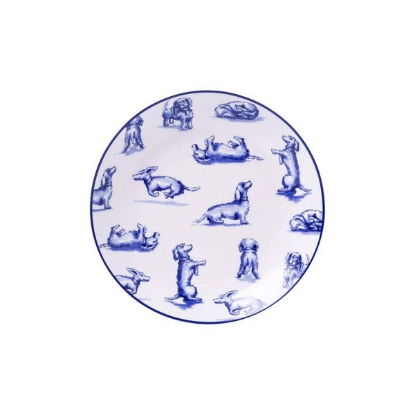 Heinen Delfts Blauw Gebaksbordje Teckel Nhaan