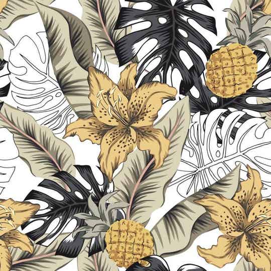 Tuin Canvas Bloemen en Ananas