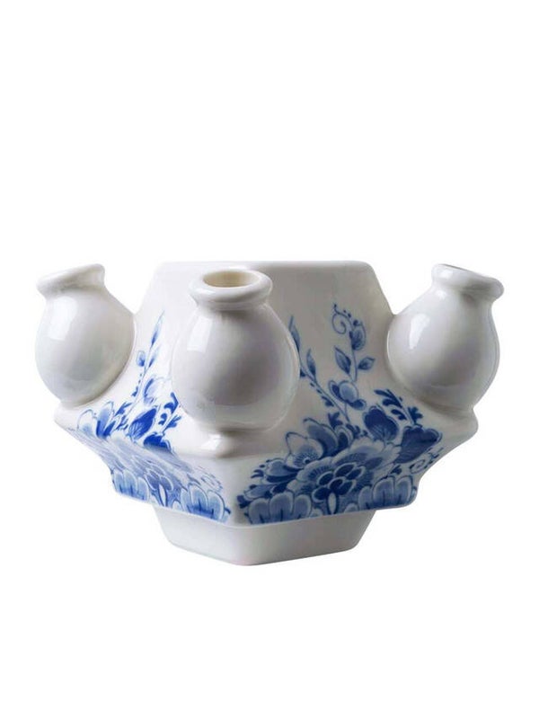 Heinen Delfts Blauw Tulpenvaas Stapelgekte Grote Bloem - Midden