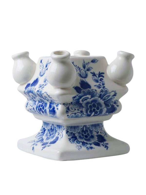 Heinen Delfts Blauw Tulpenvaas Stapelgekte Grote Bloem - Bodem