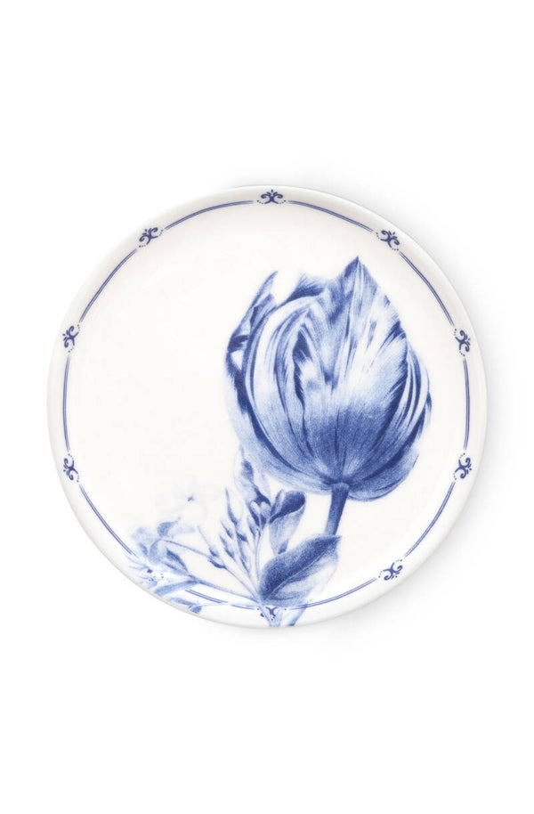 Heinen Delfts Blauw Petit Four Bordje Tulp