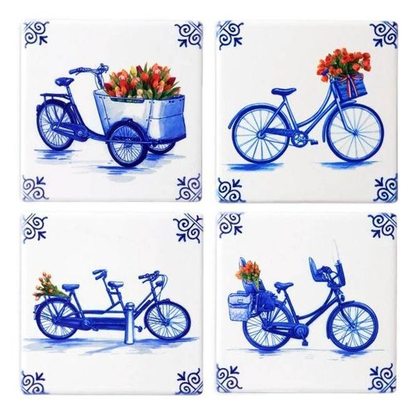 Heinen Delfts Blauw Onderzetters Fietsen