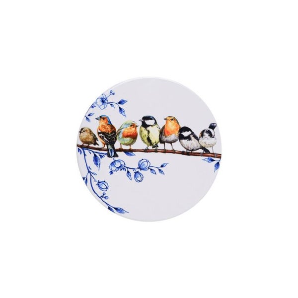 Heinen Delfts Blauw Pannenonderzetter Bosvogels Tak