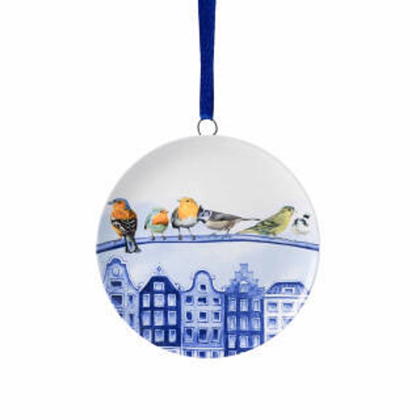 Heinen Delfts Blauw Mini Wandbordje Vogels