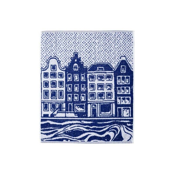 Heinen Delfst Blauw Keukendoek Huisjes