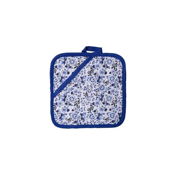 Heinen Delfst Blauw Pannenlap Bloemen