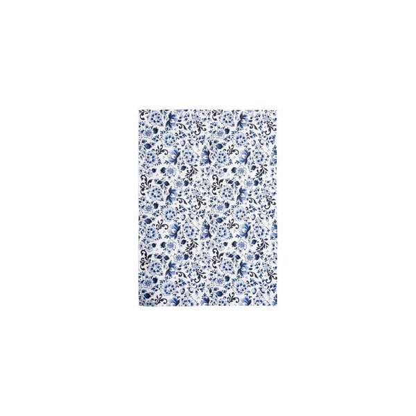 Heinen Delfts Blauw Theedoek Bloemen Wit