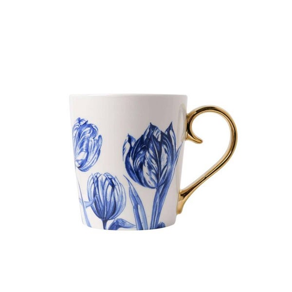 Heinen Delfts Blauw Mok Tulp Goud
