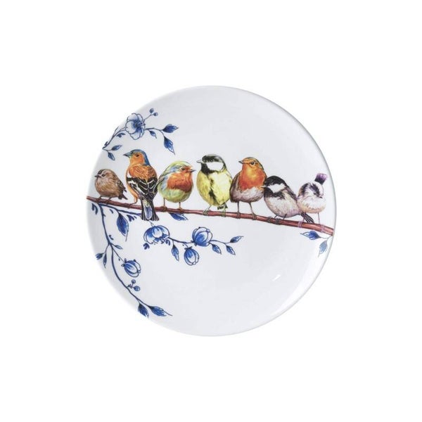 Heinen Delfts Blauw Wandbord Bosvogels - 26,5 cm