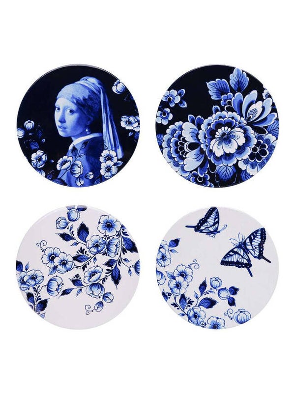 Heinen Delfts Blauw Onderzetters Dag en Nacht