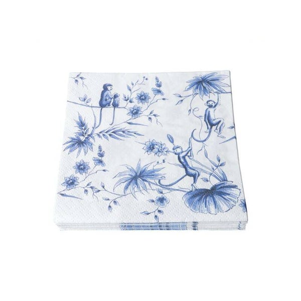 Heinen Delfst Blauw Servetten Aapjes