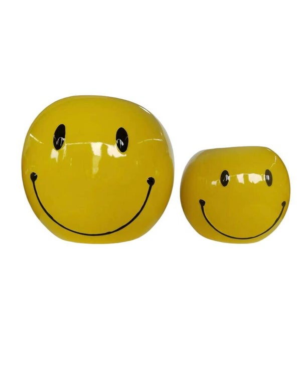 Bloempot Smiley Geel