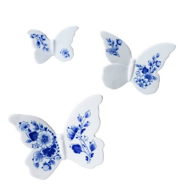 Heinen Delfts Blauw Wanddecoratie Vlinder Set