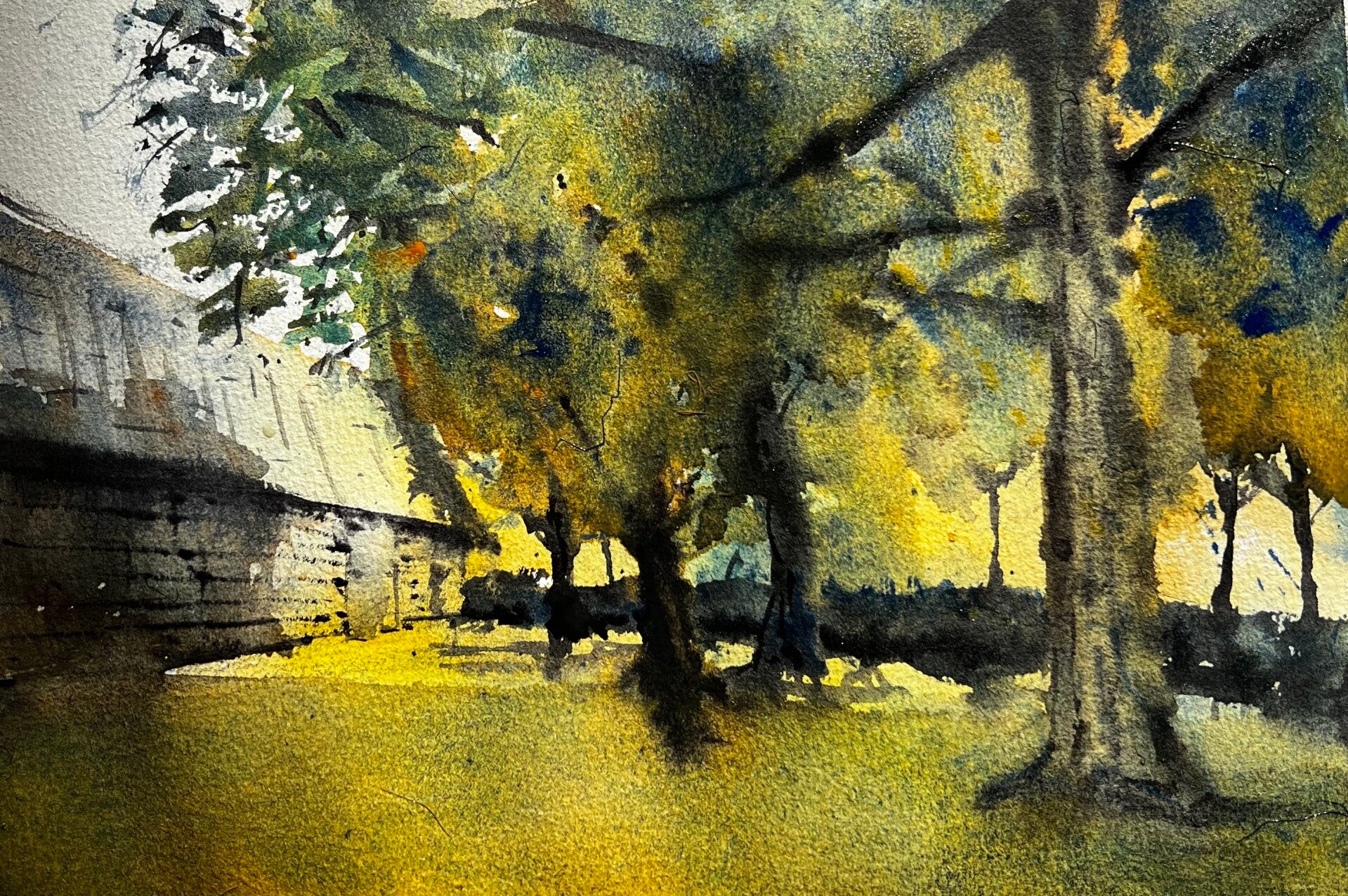 Aquarel Baarland, schuur