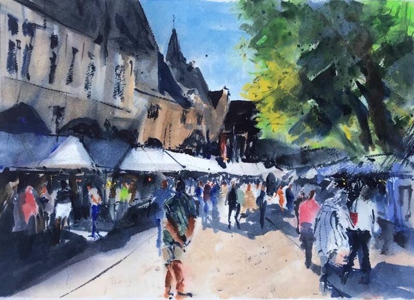 Aquarel Middelburg, Kunstmarkt Abdijplein