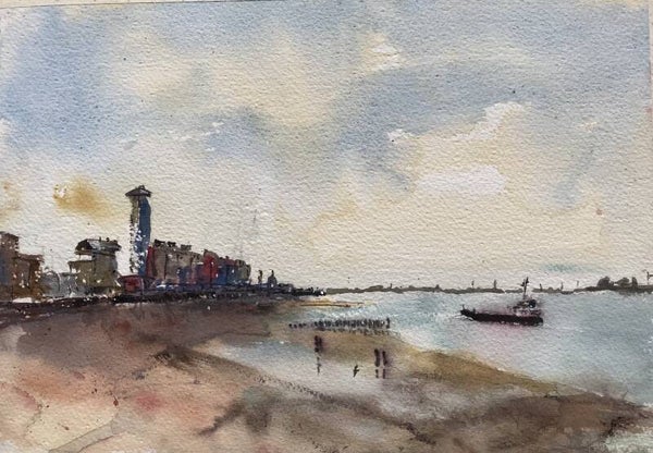 Aquarel Vlissingen Badstrand en Boulevard