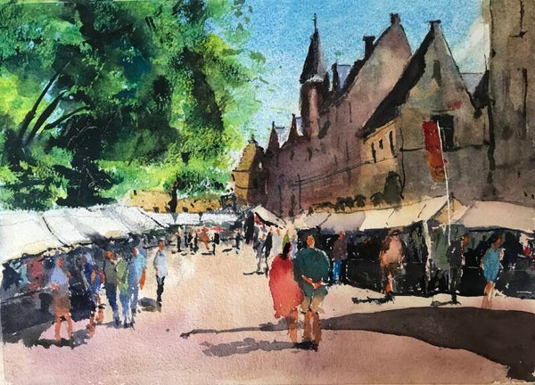 Aquarel Middelburg, Abdijplein