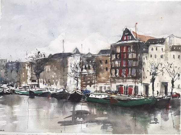 Aquarel Dordrecht, Wolwevershaven