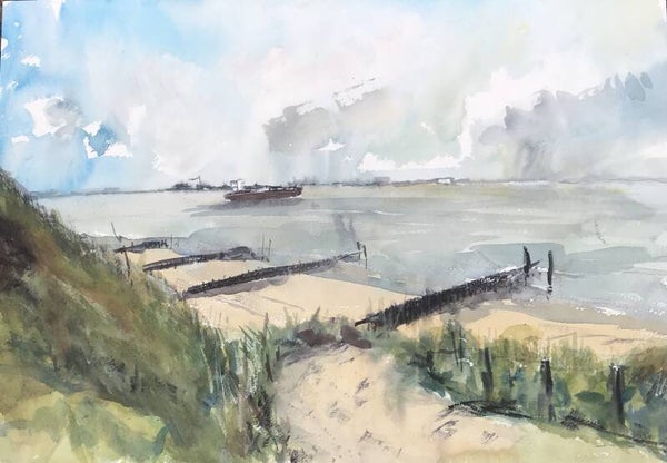 Aquarel Vlissingen Duin en Westerschelde