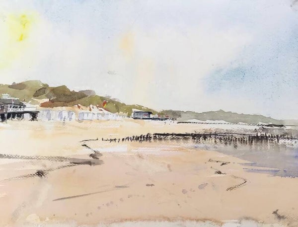 Aquarel Westkapelle, Strand 2