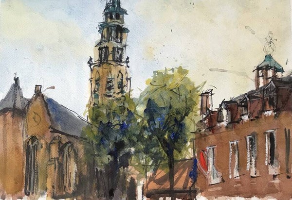 Aquarel Middelburg, Lange Jan