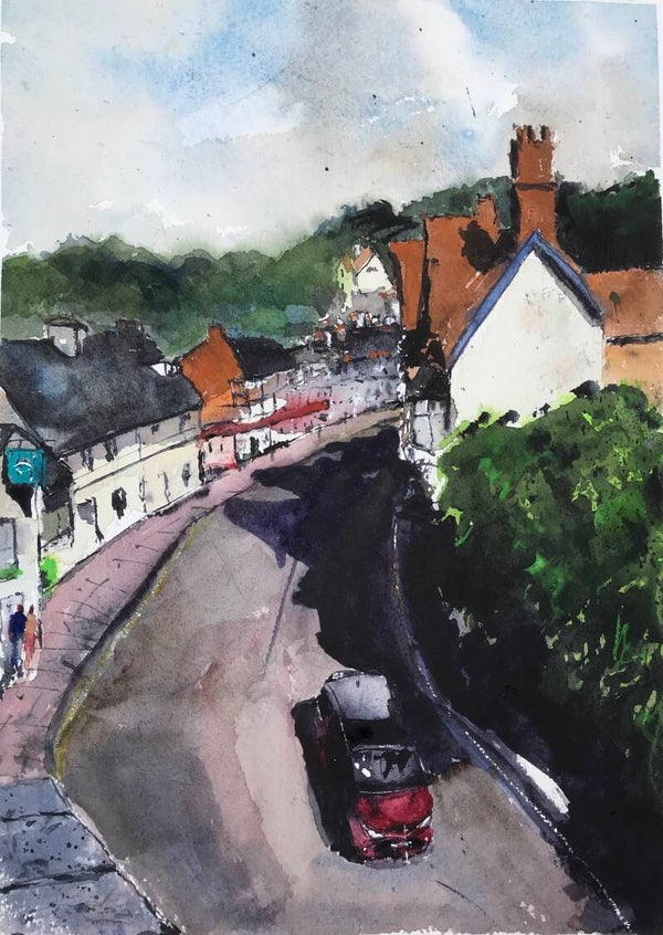 Aquarel Porlock, Engeland