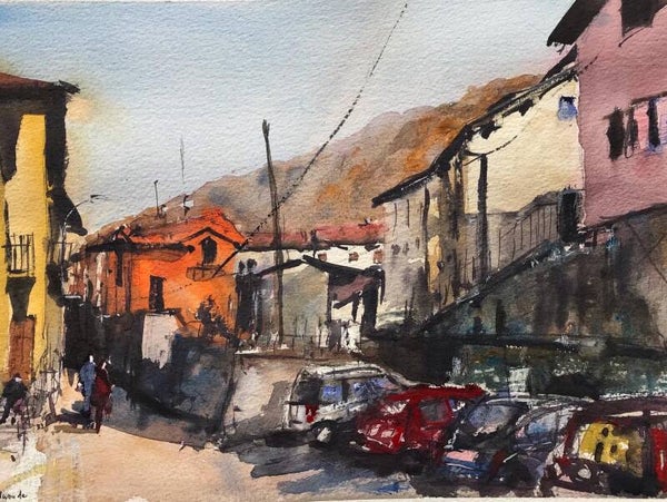 Aquarel Italië Lezzeno, Sondraro