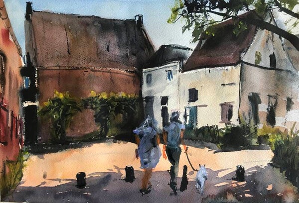 Aquarel Deventer, klooster