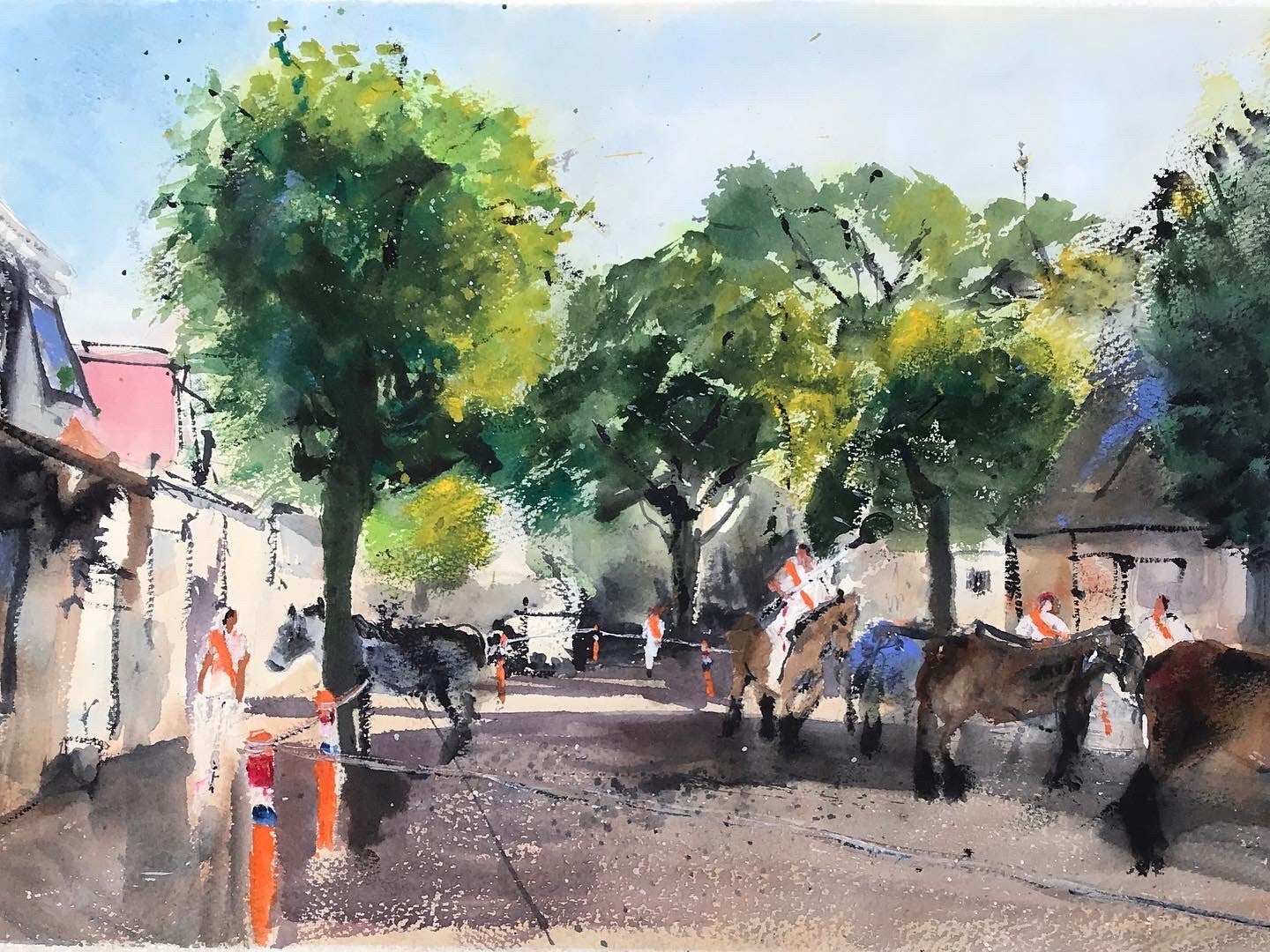 Aquarel Ringrijden in RItthem