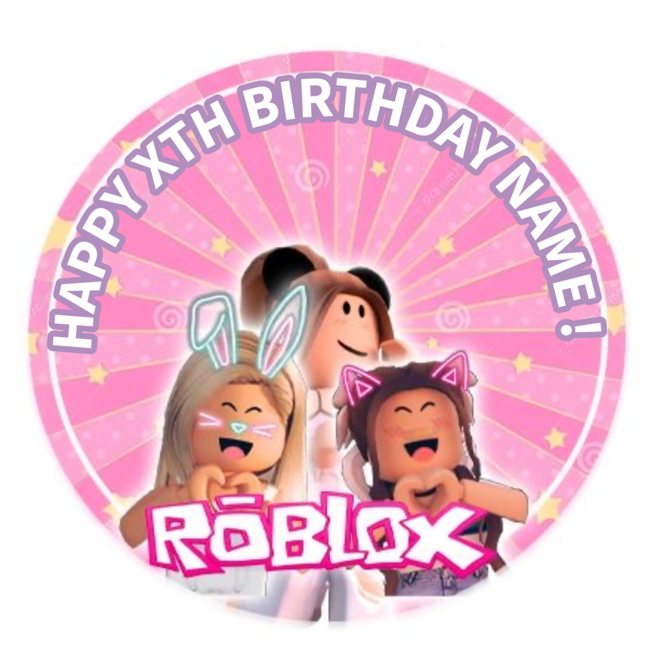 🎂ROBLOX GIRLS 🎂PERSONALISED Edible Cake Topper ICING SHEET