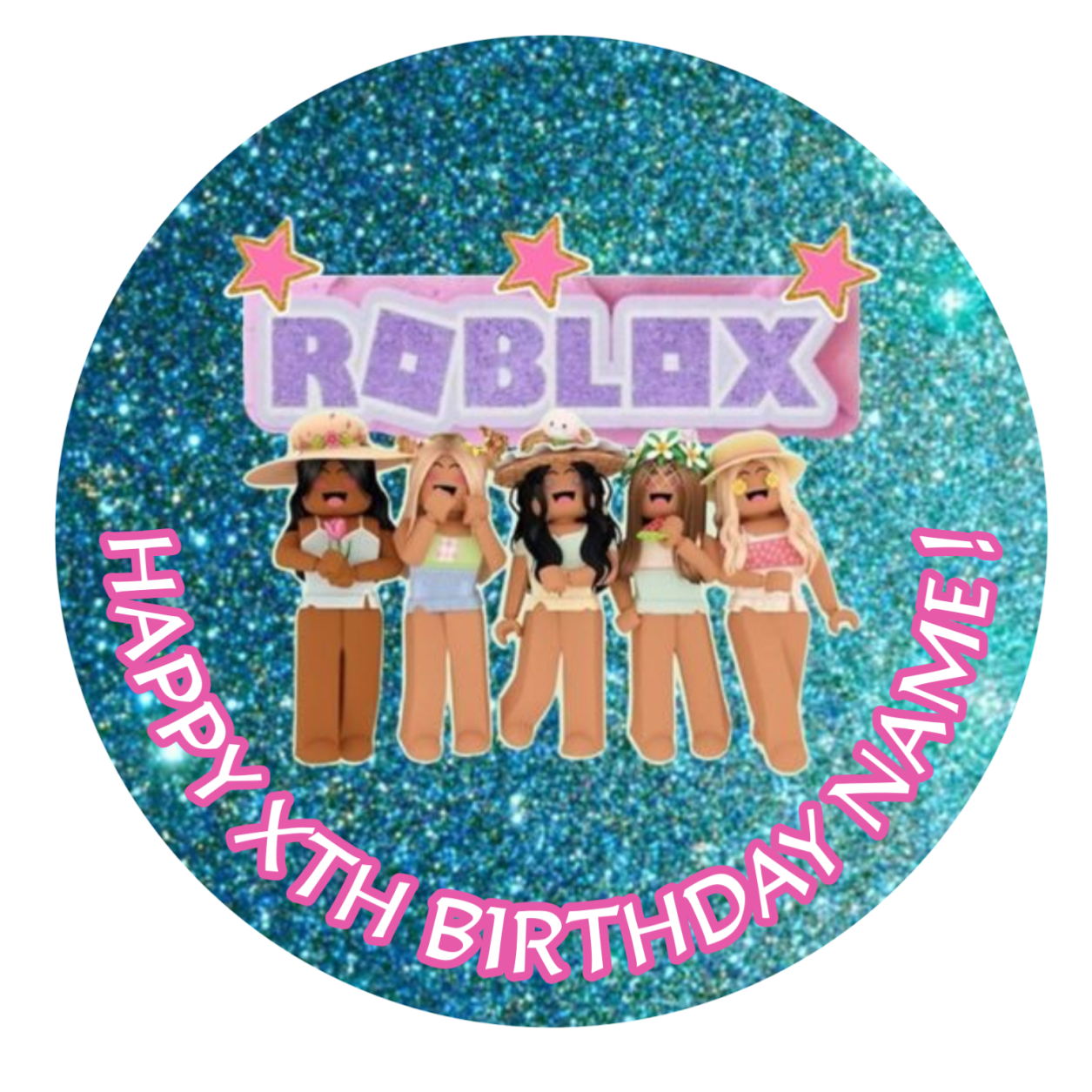 🎂ROBLOX GIRLS 🎂PERSONALISED Edible Cake Topper ICING SHEET