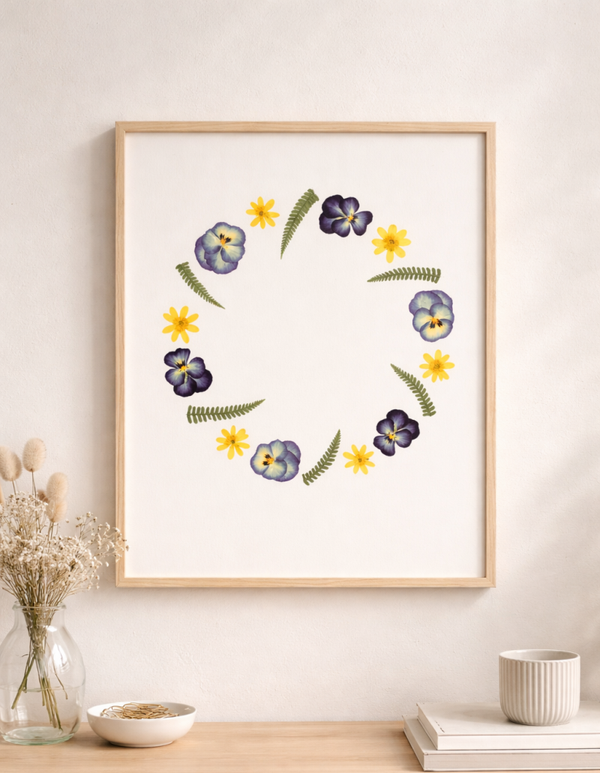 Couronne de Pensées et Fougères A4