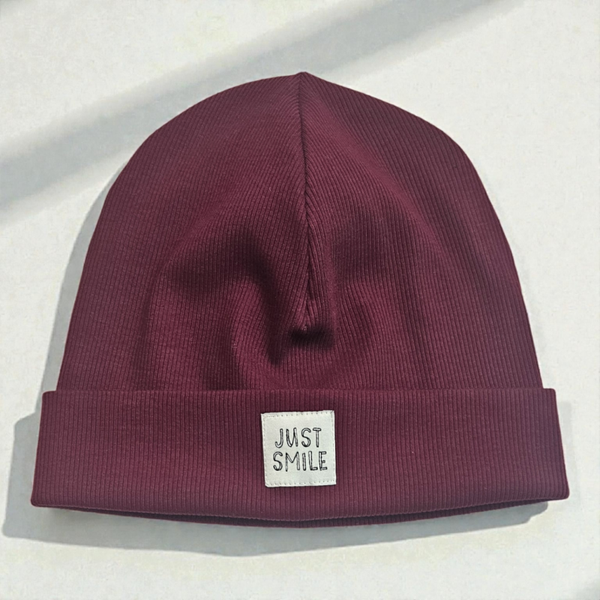 Statement Beanie Just smile bordeaux