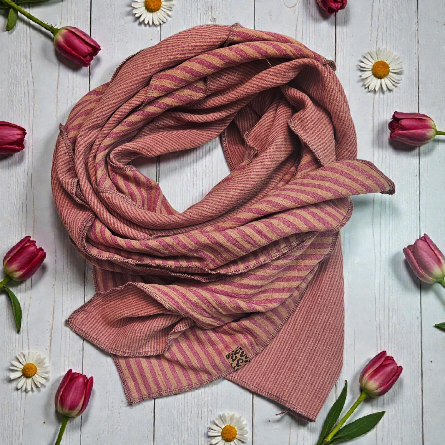 XXL Musselintuch Patch clay/berry