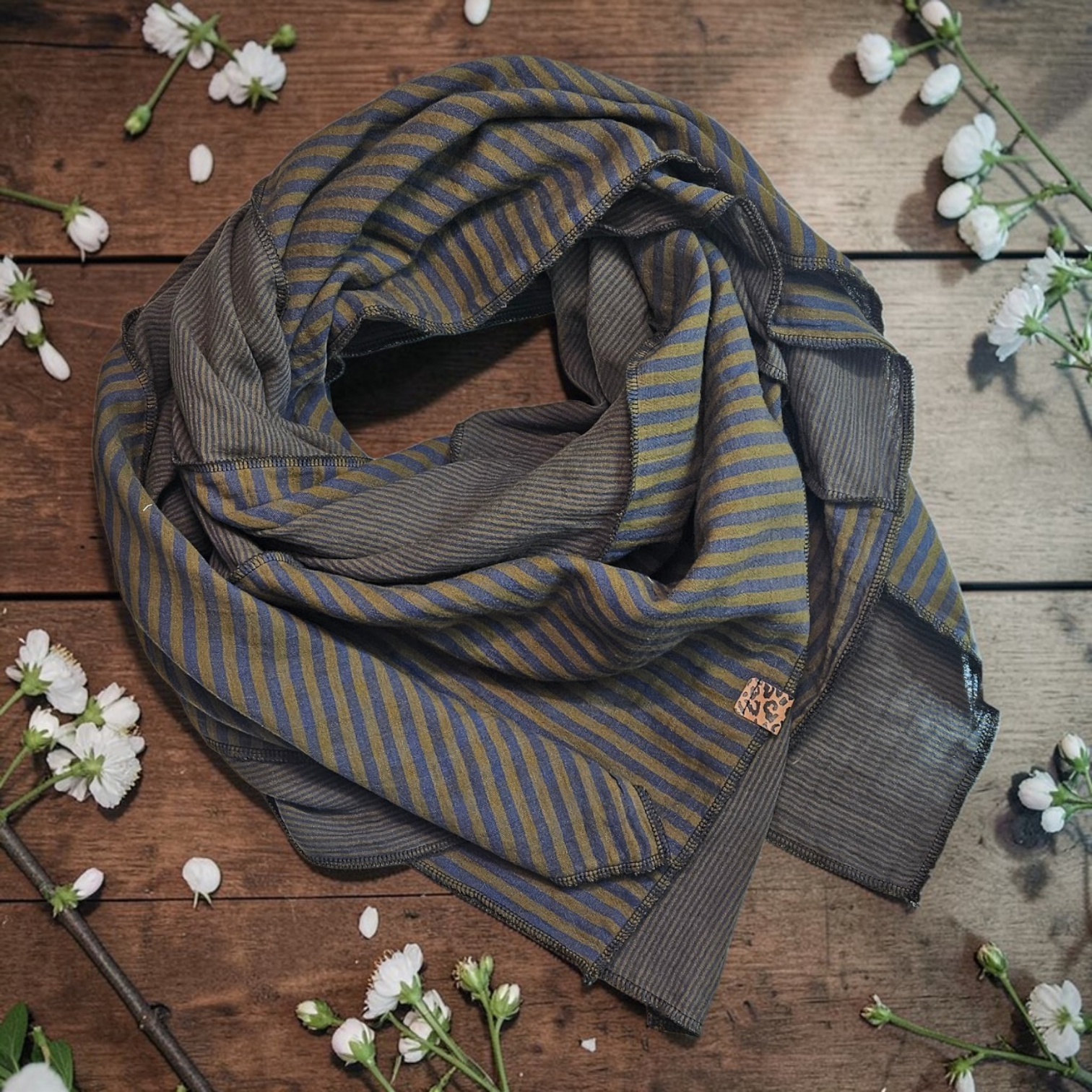 XXL Musselintuch Patch kaki marine