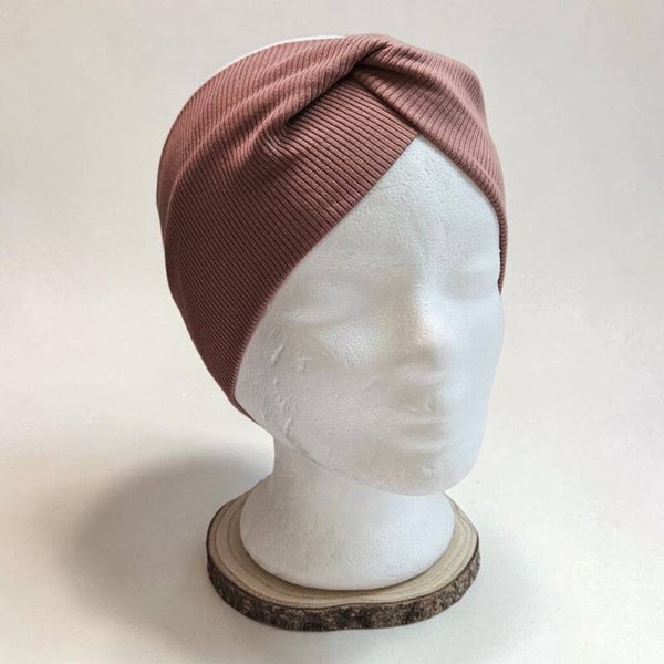 Stirnband Ribjersey Lehm rosa