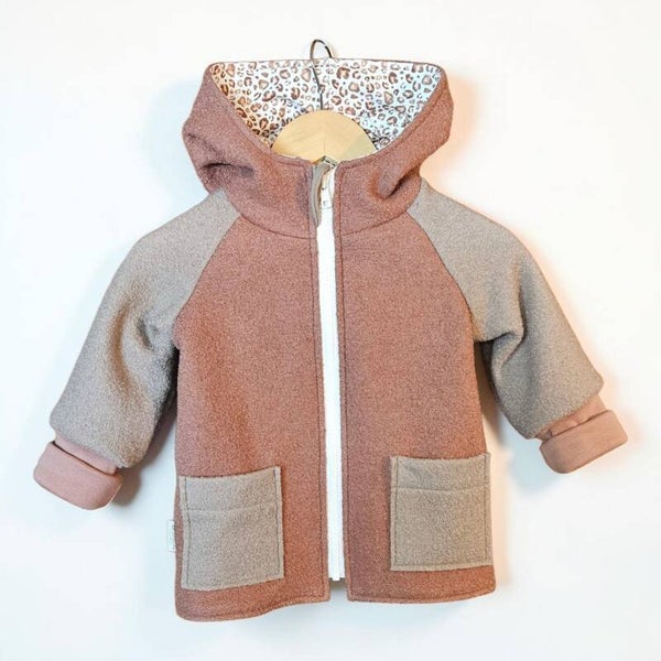 Wollwalkjacke Patch lehmrosa & taupé