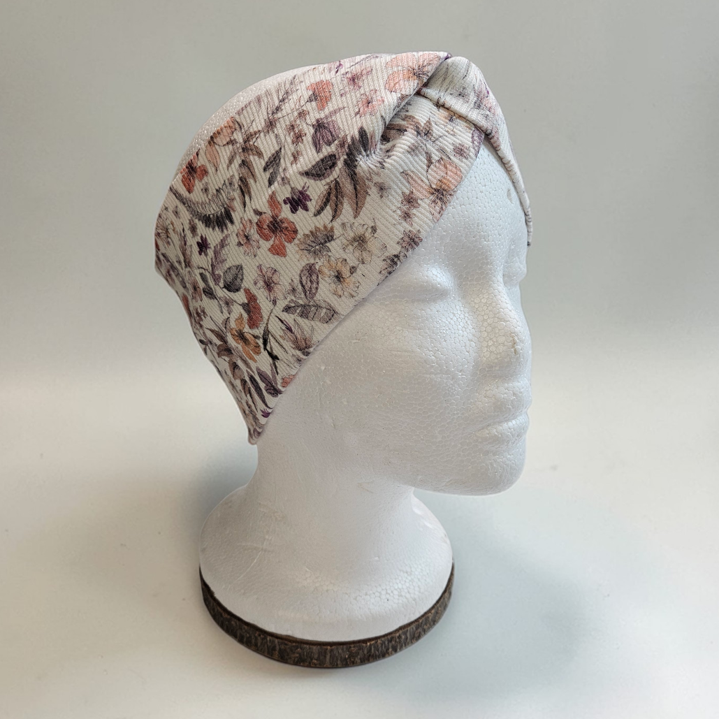 Stirnband Blumenprint Ribjersey