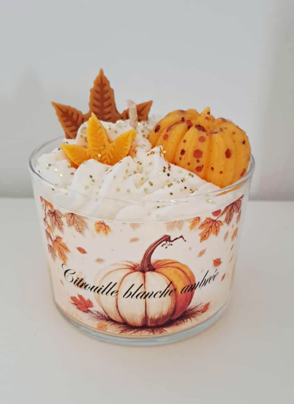 Bougie gourmande Citrouille blanche ambrée +- 180 de cire