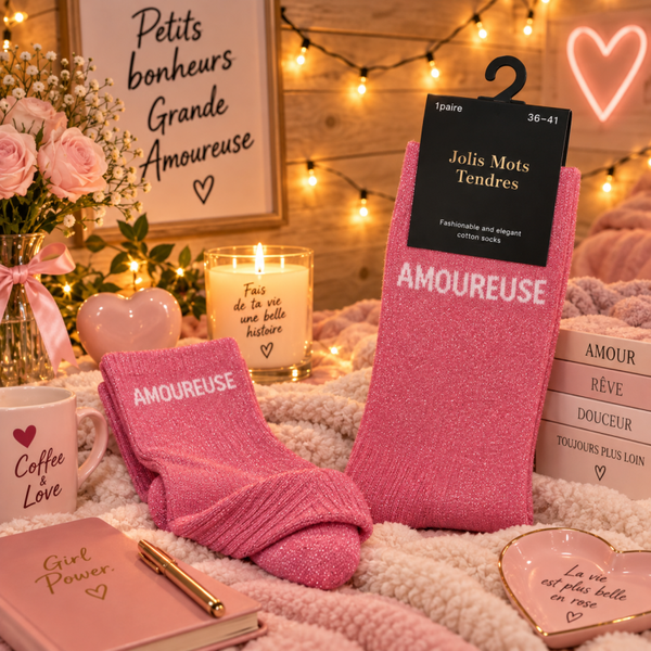 Chaussettes fun "Amoureuse" Rose TU 36/41