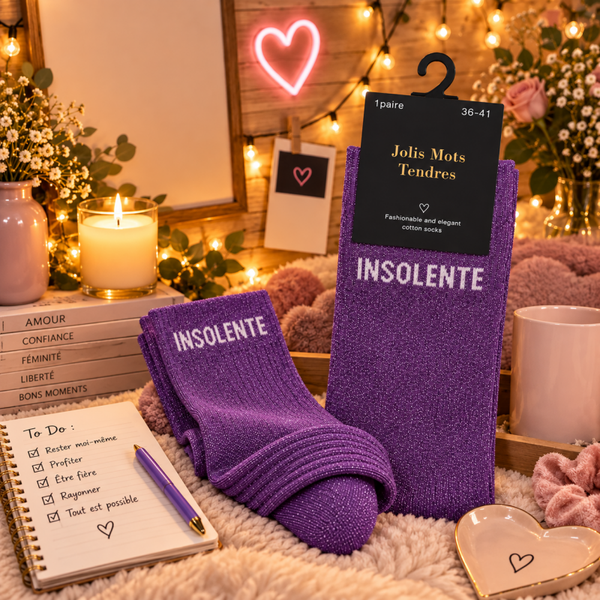 Chaussettes fun "Insolente" Violette  TU 36/41