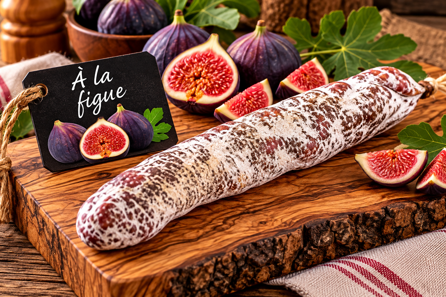 Saucisson sec aux Figues, environ 180g - Sans colorant, embossage naturel