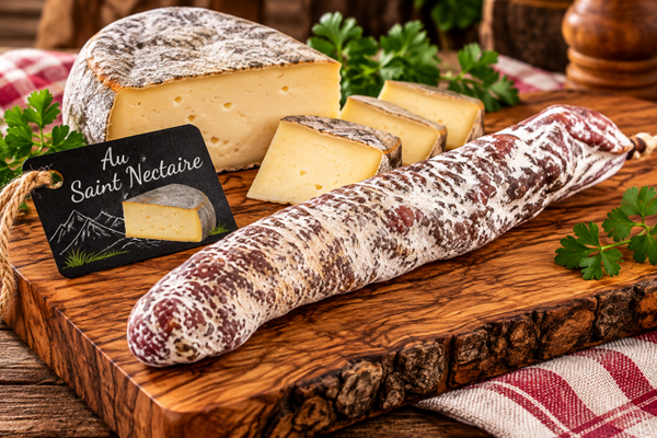 Saucisson sec au St Nectaire, environ 180g - Sans colorant, embossage naturel