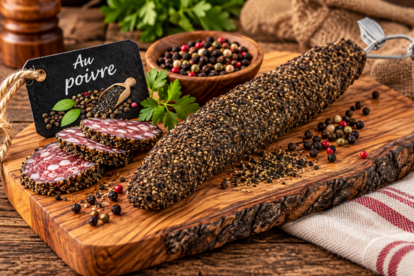 Saucisson sec au poivre, environ 180g - Sans colorant, embossage naturel