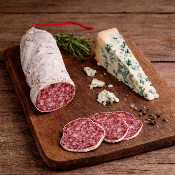 Saucisson sec au roquefort artisanal (France)