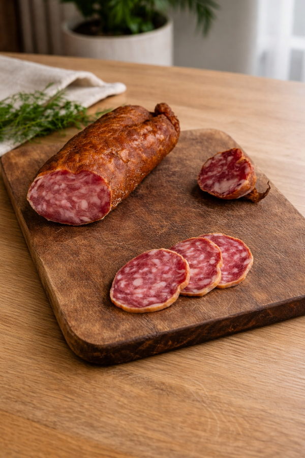 Saucisson sec fumé artisanal (France)